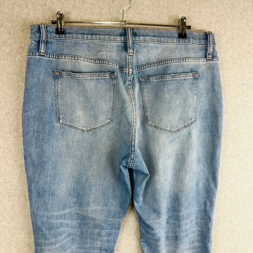 J. Crew Womans Sz‎ 32/14 Slim Broken In Boyfriend Jeans Stretch Pockets Blue